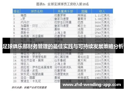 足球俱乐部财务管理的最佳实践与可持续发展策略分析 足球俱乐部财务管理的最佳实践与可持续发展策略分析